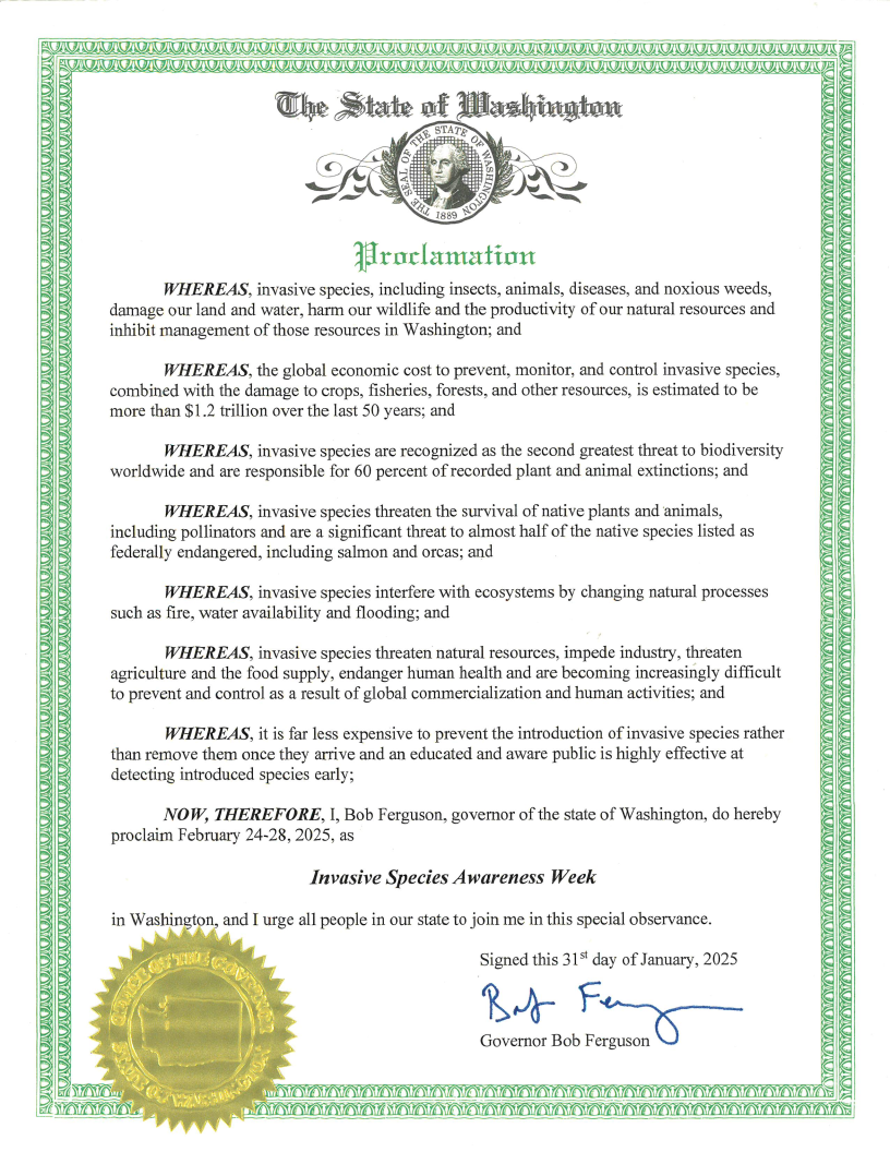 Invasive Species Awareness Week Proclamation 2-3-25